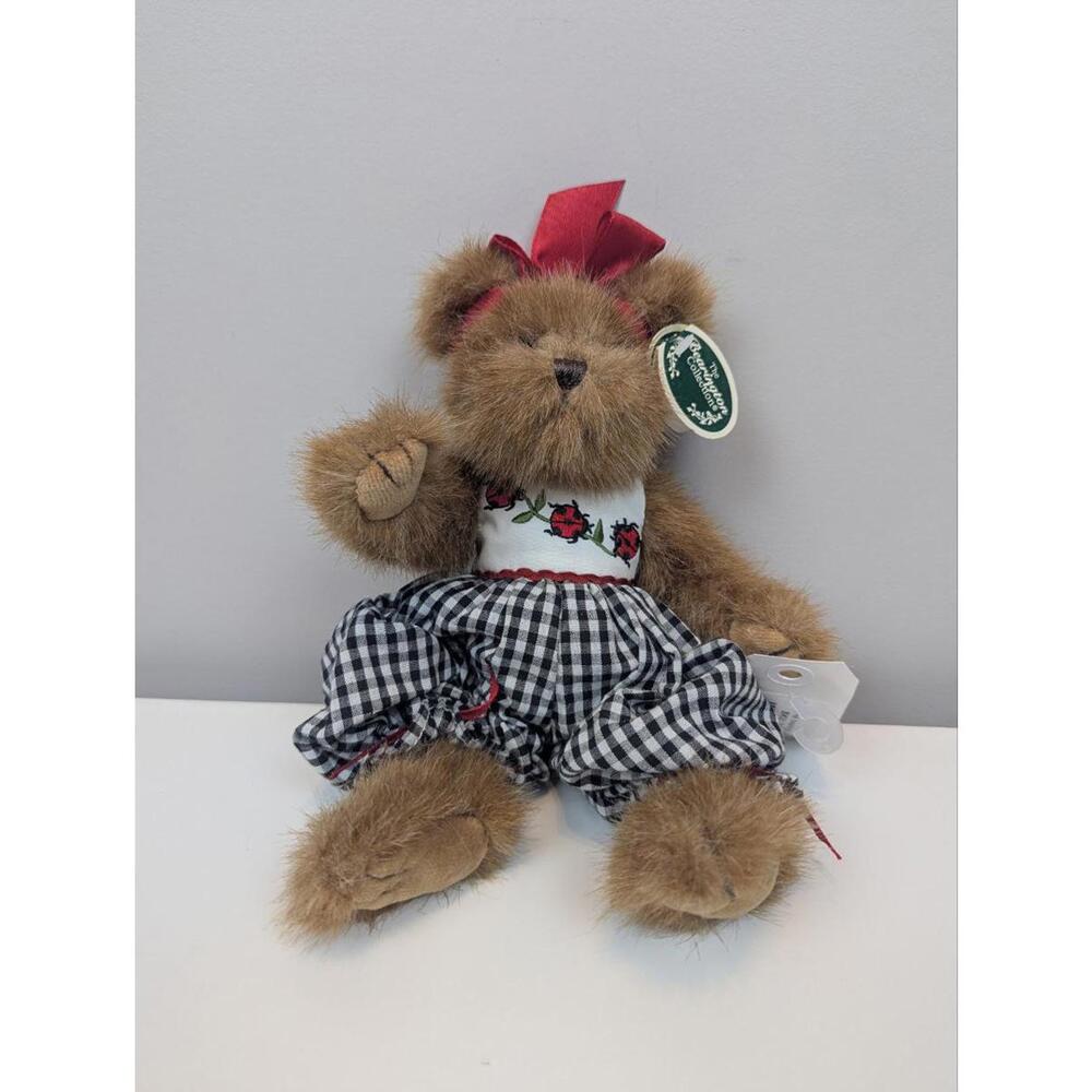Boyds Bears Plush Bear with Floral Embroidered Dress and Red Bow